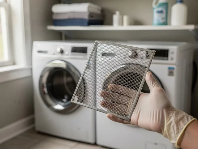 Artesia Dryer Vent Cleaning specialist performing detailed lint trap cleaning service in Artesia