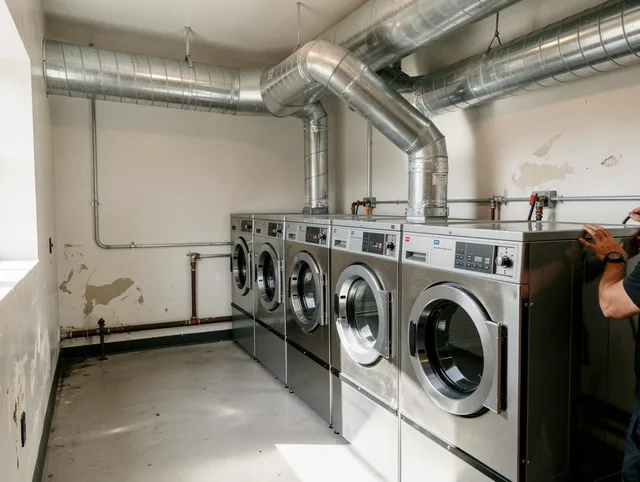 Artesia Dryer Vent Cleaning team performing large-scale commercial dryer vent cleaning in Artesia