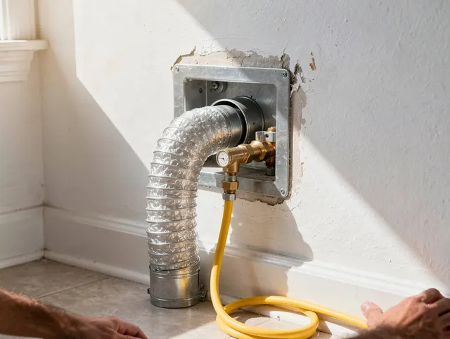 Artesia Dryer Vent Cleaning certified technician performing specialized gas dryer vent cleaning in Artesia